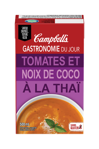 Gastronomie du jour de Campbell Tomates et noix de coco a la thai