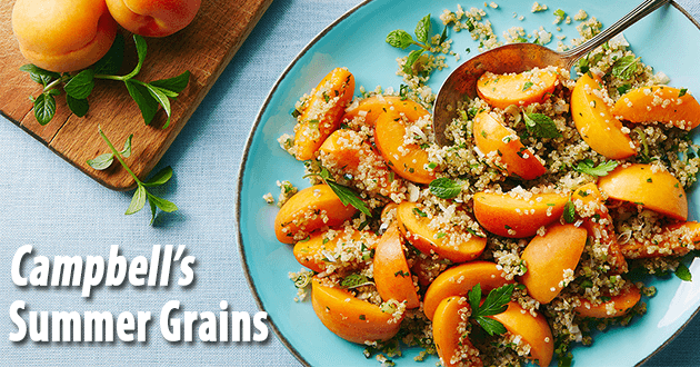Campbell's Summer Grains with peach quinoa salad in bowl