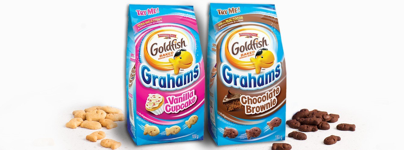 Goldfish® Grahams Vanilla Cupcake and Chocolate Brownie packages