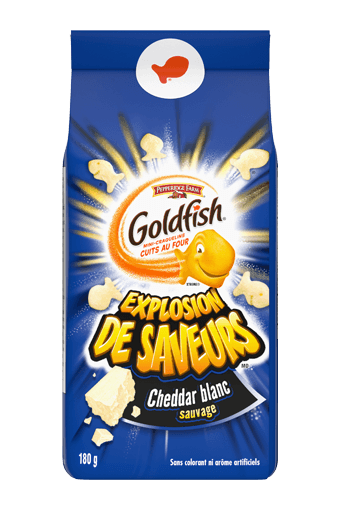 Les craquelins Goldfish Explosion de Saveurs Cheddar blanc en foie