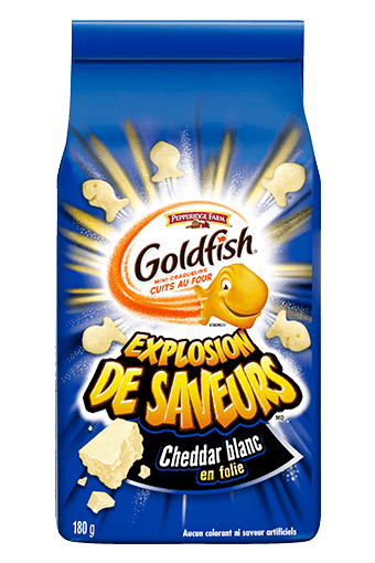 Les craquelins Goldfish Explosion de Saveurs Cheddar blanc en foie