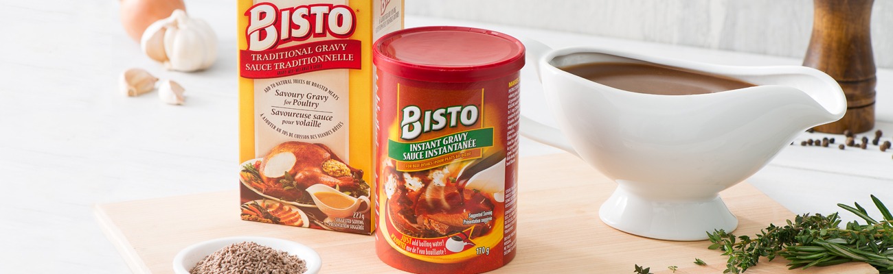 Bisto Gravy beside gravy boat