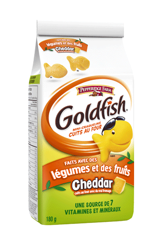 Goldfish faits avec des légumes et des fruits Cheddar