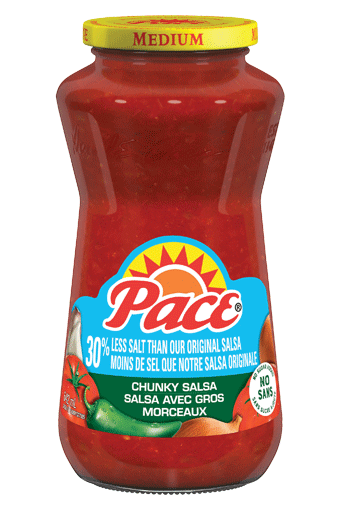 Salsa moyenne Pace® avec gros morceaux, 30 % moins de sel, 642 mL