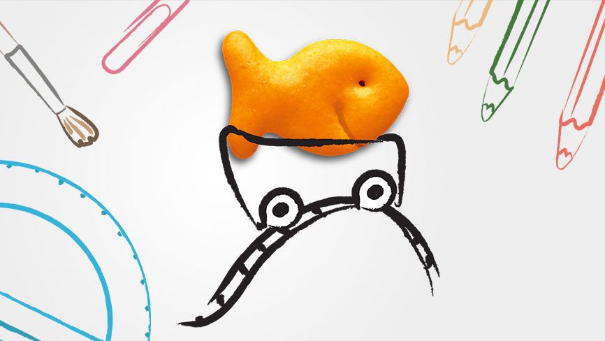 Goldfish® Adventures doodle of Goldfish® cracker on a rollercoaster