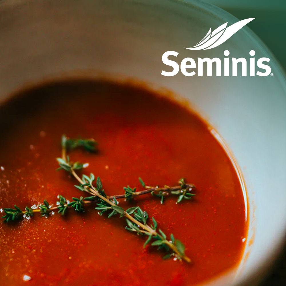 Tomato soup with Seminis logo