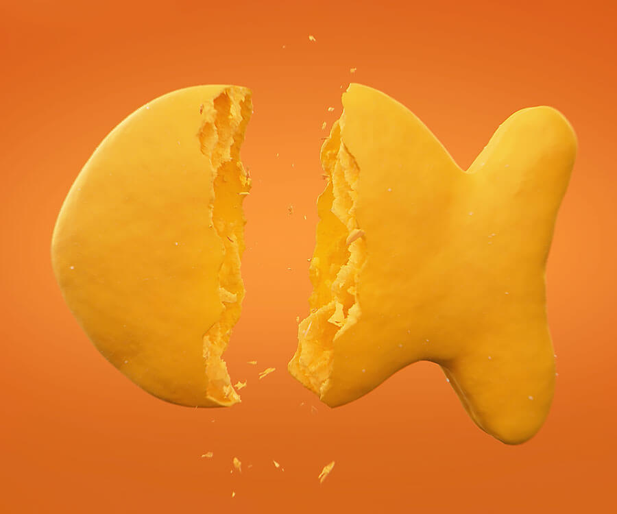 Goldfish® Mega Bite cracked open