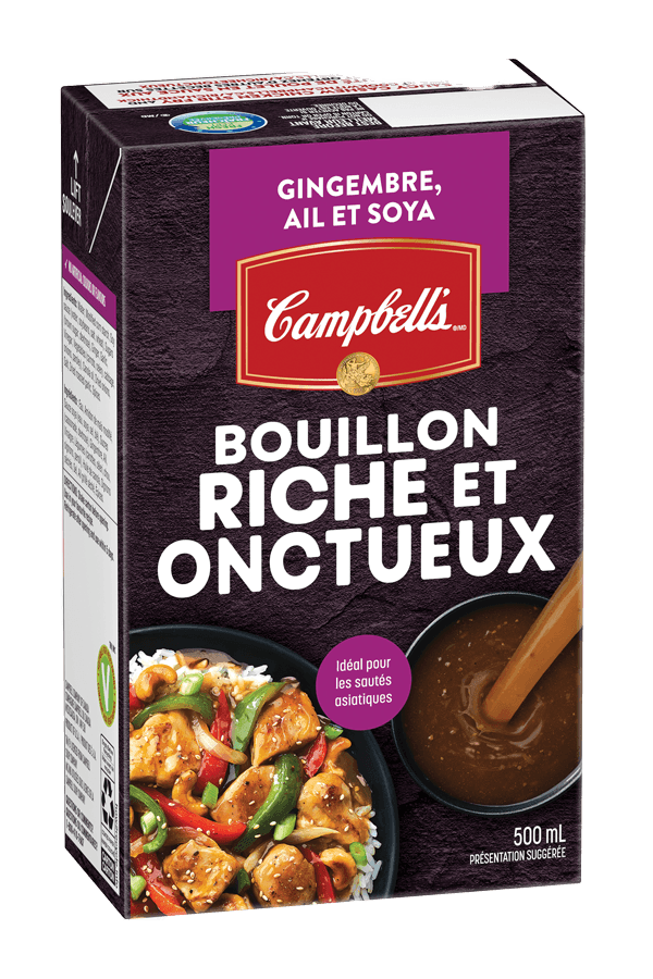 Bouillon riche et onctueux Gingembre, ail et soya