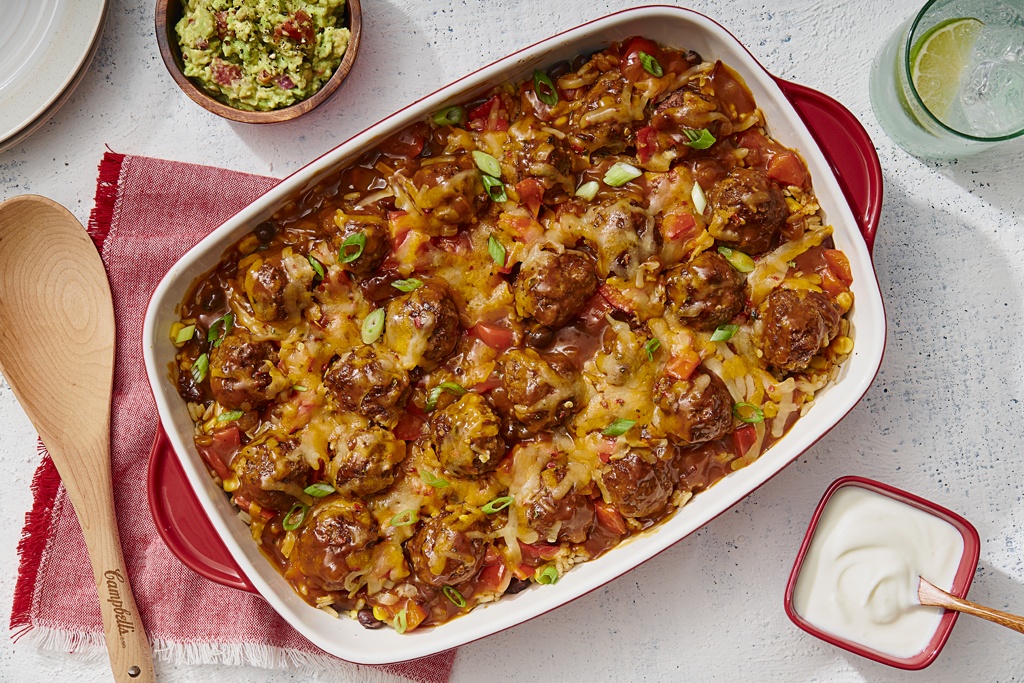 Cheesy Tex Mex Chipotle Meatball Casserole 1