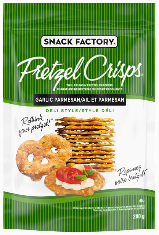 Craquelins de bretzels à l’ail et au parmesan Pretzel Crisps® de Snack Factory®